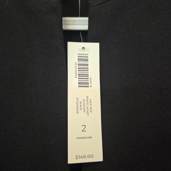 Chico's Dressy Black Long Sleeve Blazer with fancy trim. NWT Size 2 / Large / 14 - Picture 4 of 8